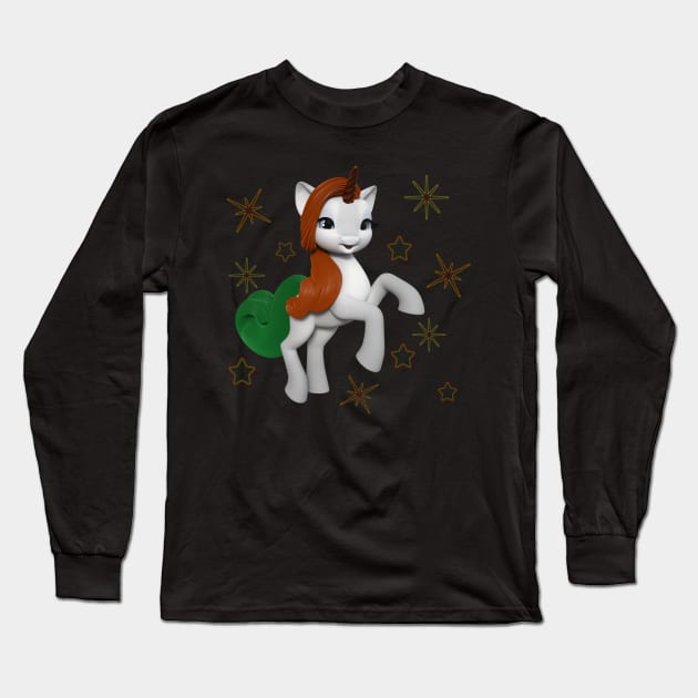 Happy Holidays Christmas Unicorn Long Sleeve T-Shirt by AlondraHanley